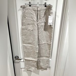 10T Athleta Voyager Linen Pants Light Grey